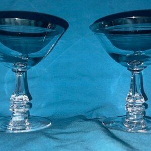 Two Tiffin-Franciscan Brookmar 4 1/2" tall Champane Glass Platinum Ridge Two (2)